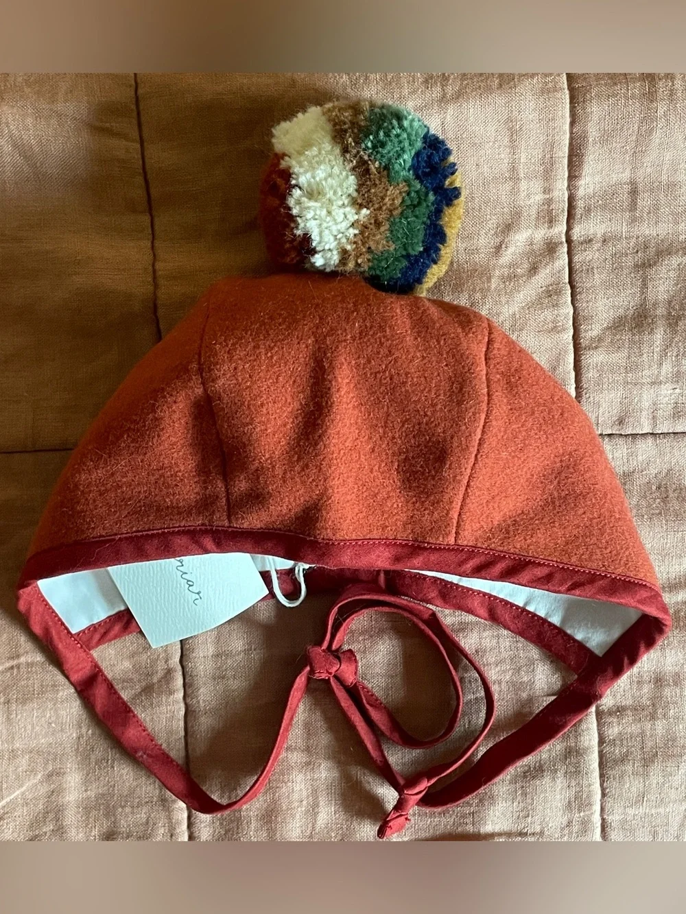 NWT Briar Baby wool bonnet with pom, 6-12 mos